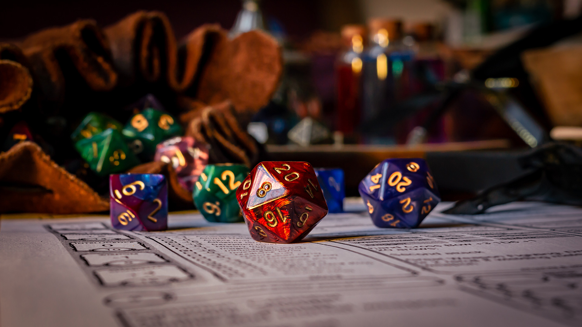 Closeup of Dungeons and Dragons dice